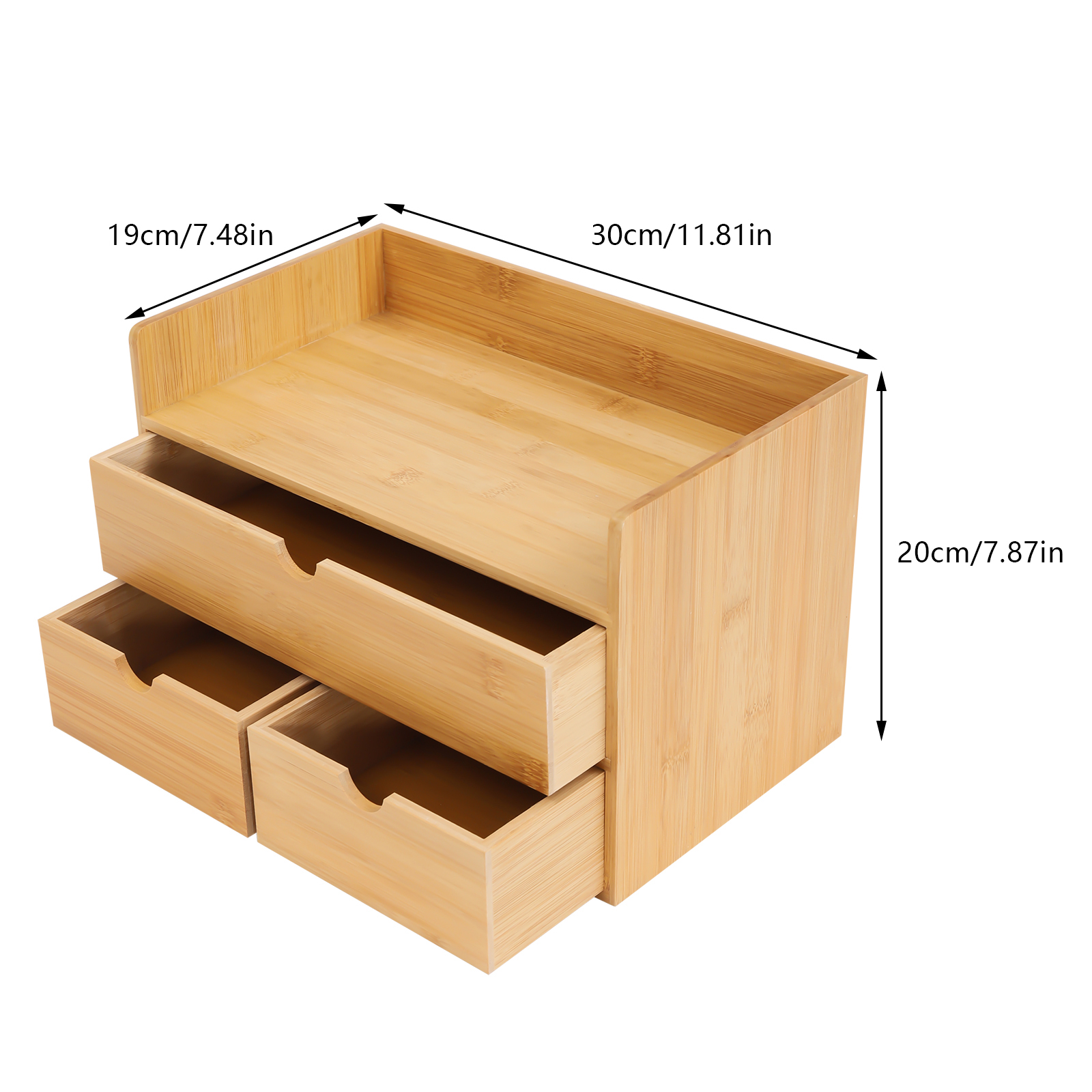 Office Furniture Brand - Bamboo Desk Organizer, with 3 Drawers,