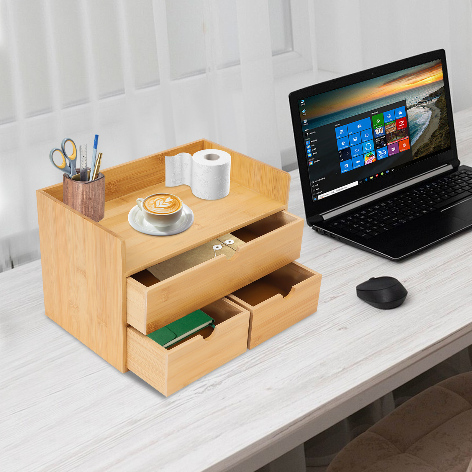 Bamboo Desk Organizer, with 3  - Office Furniture Brand のレビューと価格